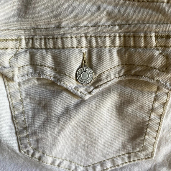 Vintage Levi’s 504 Y2K Low Rise Slouch Flare Leg Jeans in Cream size 20M - Picture 7 of 9